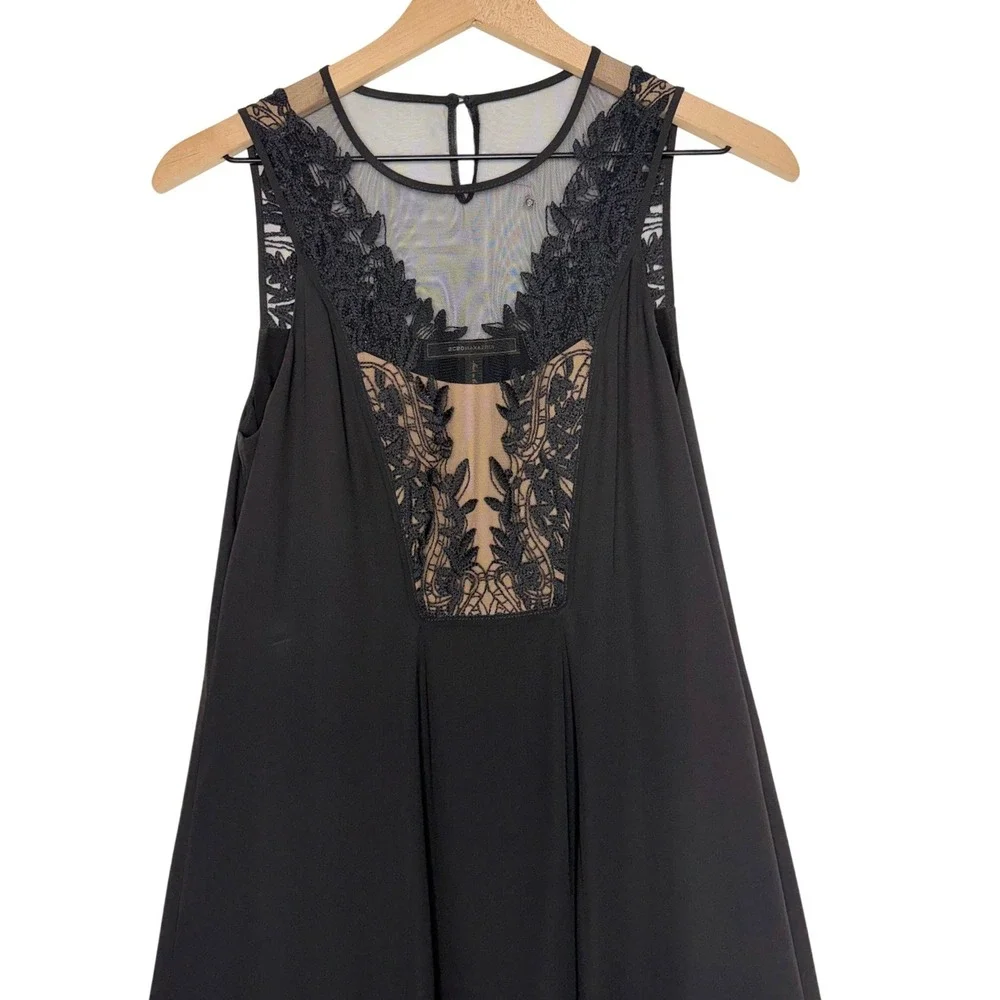 BCBGMAXAZRIA Black Lace High-Low Gown Sleeveless Formal Dress Size 0 - Picture 3 of 12